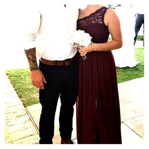 David’s Bridal floor length bridesmaid dress